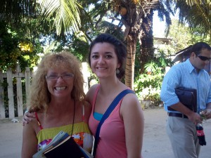 First day out in service on Caye Caulker - with visiting sister, Janice